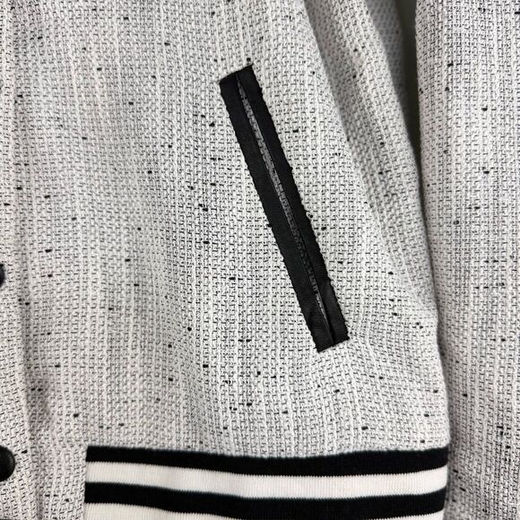 Forever21 Black & White Tweed Bomber Varsity Jacket - Picture 8 of 11